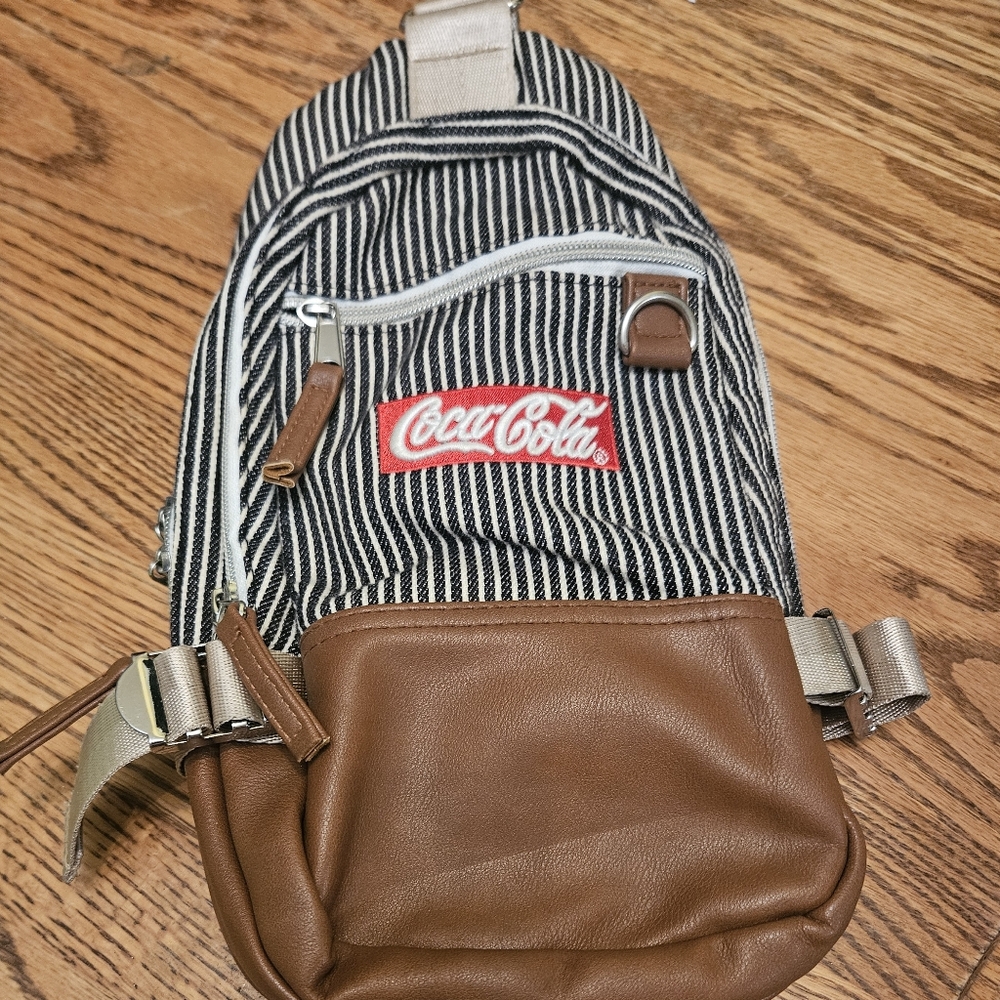 Coca Cola Black and Brown Striped Belt Bag